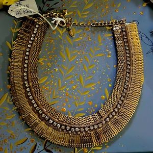 Beautiful Ali Kahn choker Gold plate with rhinestones